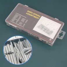 200 개/대 스프링 구색 키트 크기 아연 도금 강철 압축 기계식 홈 수리용, 01 빠른