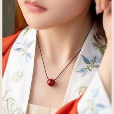 경면주사 목걸이 빨간 고함량자금사 전운구 행운목걸이 액막이목걸이 끈매듭목걸이XL020, 14mm, 1개, 14mm