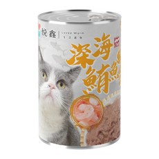 悅鑫 深海貓罐頭 鮪魚罐 400g 單罐 鮮肉補鐵罐 貓罐頭 副食罐 5種口味 浪浪最愛 大貓罐, 1個, 鮪魚+蝦肉
