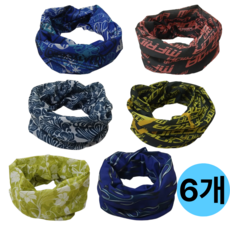 6개세트(6 Pack) 넥워머 멀티스카프 여름 자외선차단 스포츠 자전거 등산 낚시 넥게이터 패턴