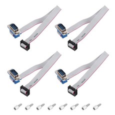 MECCANIXITY IDC 플랫 리본 케이블 4개 FC-10P 10핀 11.5MM 와이어 - 커넥터 DB9 20CM 점퍼 고정 길이 피치 2.54MM 수 나사 너비, 10핀 수