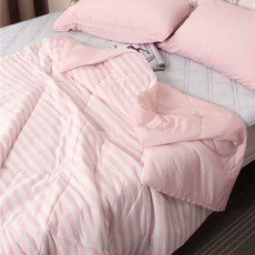 Belle Vie 日系條紋冰絲雙面涼感被 (150x200cm) - 薄款冷氣被/涼感夏被, 條紋粉