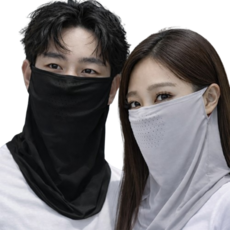 에누온드 1+1 UV 자외선 차단 스포츠 쿨 마스크 넥커버, 1세트, 블랙+라이트그레이