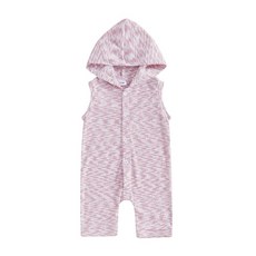 신생아 여아 남아 롬퍼 여름 옷 민소매 아기 우주복 버튼 후드 점프수트 유아용 원피스 의상 초록색.