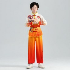 兒童武術服裝 練功表演 中國風功夫演出服, 1個, 長袖+長褲 彩色龍 男女同款 ,190