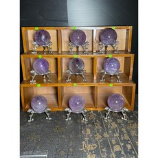 沁楹水晶 天然紫水晶球 開智慧 風水球（附座）, 8號53mm208克,紫水晶球