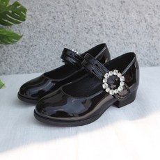 달콩슈 여아용 베이직 큐빅 초등 메리제인 굽 구두 DKS887