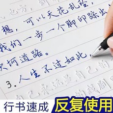 成人硬筆行草字帖 凹槽練習行書字帖 送10筆芯1筆殼1握筆器, 1個, 行書 人生格言 無贈品,送10筆芯1筆殼1握筆器