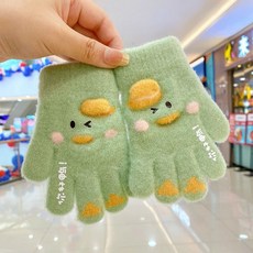 秋冬新款兒童手套 冬寶寶 冬天 女童 冬季 加絨加厚 男童 小黃鴨 半指 可愛保暖卡通