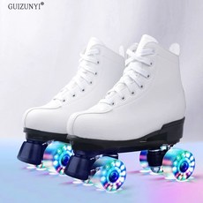 롤러스케이트 롤러슈즈 롤러장 초보 입문 인라인 사륜, 1개, 흰피+반짝이바퀴