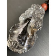 收藏級正白底放光料黑銀鈦貔貅吊墜，晶體全淨，魚骨髮絲貓眼，高背胖款招財, 1個