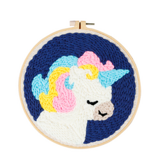 우아한클릭 펀치니들 키트 세트 취미 DIY 프랑스 자수 +바늘세트 포함, 15-미소유니콘, 1개