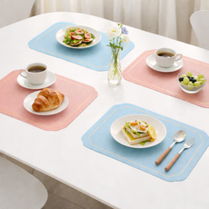 에니픽 양면 방수 세척편한 테이블매트, 4개, 45x30, 핑크+스카이블루