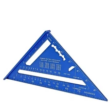 7 인치 삼각자 도구 알루미늄 합금 목수 측정 도구 인치 미터법 각도자 삼각자 목공 도구, 01 빠른  Mainland, 01 blue-English