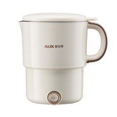 전기포트 접이식 전기 주전자 휴대용 요리 냄비 멀티 쿠커 여행 주전자 티팟 가열 컵 304 스테인레스 스틸 슬로우 쿠커 800ml, [01] WHITE, [01] 220V, [01] EU, 1) WHITE - EU, 1개