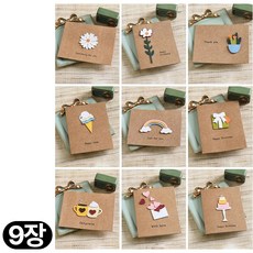 디심플 미니 편지지 감사 메세지 카드 9장 세트, 9개, 혼합색상