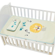 JoyBaby 寶寶嬰兒床冰絲涼蓆涼感床墊枕頭組，透氣涼爽，舒適好眠，嬰兒床墊必備, 獅子演奏家, 1個