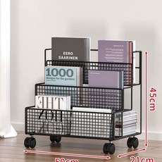 학습트롤리 철제 이동식 북웨건 책상 1단 블랙 북트롤리 3단 고정식 / 중형, 1개, C. 블랙 3겹 대형