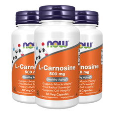 NOW Foods L-肌肽膠囊 500mg, 50顆, 3罐