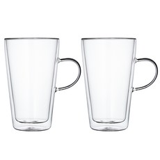 도노본 이중 내열 유리컵 홈카페 핸들 머그컵 400ml 2개, 1개, 투명
