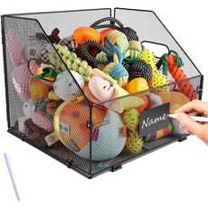 Faihats 금속 개 장난감 바구니 대형 거실 공간용 파괴 불가능한 보관 정리함 및 중형 통 접이식 개용 강아지 홀더 반려동물 상자, 1