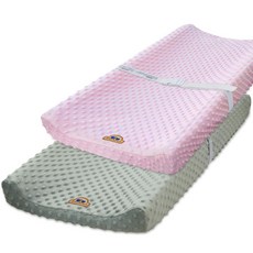 블루스네일 울트라 소프트 밍키 도트 체인징 패드 커버 2팩그레이+핑크 2팩, gray+pink, 16x32 Inch (Pack of 2)
