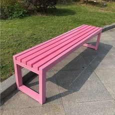 야외 컬러 벤치 등받이 감성 긴의자 정원 원목 공원, 핑크 1.8m*40cm*45cm