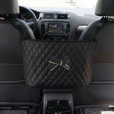 桃園出貨 汽車收納袋 汽車座椅間儲物 網兜 女生可愛卡通車用收納置物掛袋車內用品 收納袋, 黑色蝴蝶結黑菱格紋皮款【當, 1個