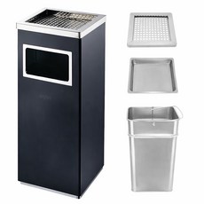 앙플러스 스텐리스 사각 재떨이 대형, 1개, 블랙