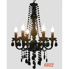 高質感壓克力水晶吊飾6燈吊燈 - 黑款客廳主臥吊燈 餐吊燈 裝飾燈 設計師款吊燈 工業風吊燈