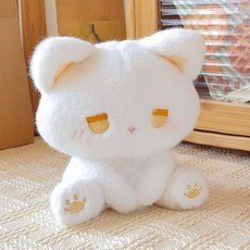 fortune 귀여운 고양이 봉제 인형 시무룩 파란 눈 감성 인테리어 소품, 화이트 골드, 1개, 15cm