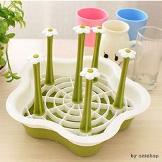 지니홀딩스 별 사각 젖병 건조대 컵, 별건조대 레드