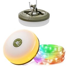 햄라이트 캠핑 라이트 스트링 3 in 1 충전식 29 5피트 RGB 휴대용 야외 스트링 라이트 내구성이 뛰어난 텐트 요정 조명 캠핑용 USB 캠프 텐트 RV 하이킹, 29.5Ft