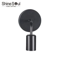 E27Wooden 레트로 램프 북유럽 산업 바람 아트 110V220V 실내 레스토랑 복도 침실 거실, 1) black-Metal base
