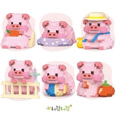 해피꿀꿀 미니돼지의하루 나노블럭 6종 세트, 1개