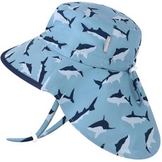 Duoyeree 자외선 차단 유아용 햇빛 차단 모자 - UPF 50+ 아동용 해변 및 여름 모자 - 남아 및 여아용 넓은 챙 모자 1b3-로즈, 5-12 Years, 1b2-상어