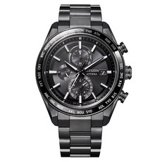CITIZEN 星辰 ATTESA 鈦金屬電波光動能萬年曆計時錶 DLC黑 AT8294-59E
