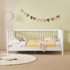 장인가구 뉴피터 SE0등급 키즈 데이베드 오픈형 원목 침대 SS+본넬 유로탑매트, 우드내추럴(다릿발형)