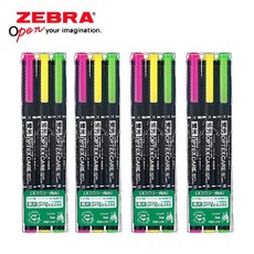 ZEBRA 제브라 옵텍스 케어 형광펜 3색세트 WKCR1-3C 학생형광펜 문구형광펜, 4개