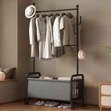 라온프리 튼튼한 이동식 옷걸이행거, 블랙