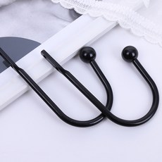 U자형 둥근머리 벽걸이 커튼월 후크창 장식 후크 벽걸이 금속 L자형 후크 장식 액세서리, 블랙, 1개