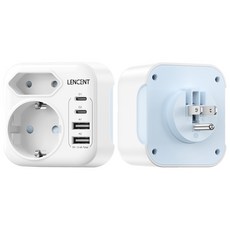 렌센트 해외 여행 전용 접이식 어댑터 한국 미국/캐나다/멕시코/태국/베트남/필리핀/대만 변환 Type B 플러그 화이트 PA030EUUS, 1개