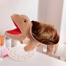 可愛仿真動物手偶 烏龜嘴巴可動 親子互動腹語玩偶, 1個, 30cm烏龜手偶,尺寸如圖