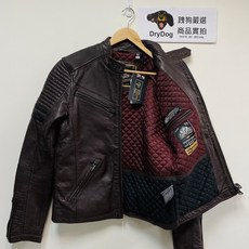 極度乾燥 Superdry Indy 真皮 皮衣 外套 騎士 重機 頂級皮革 酒紅 復古磨洗加工, 暗紅深咖啡,M, 1個