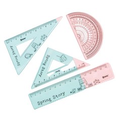 미니 자 4종 세트/삼각자 직자 각도기 자세트, 1세트