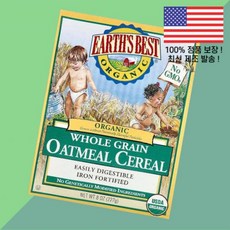 어스 베스트 통곡물 오트밀 시리얼 8온스 227g Earth's Best Organic Whole Grain Oatmeal Cereal 8oz
