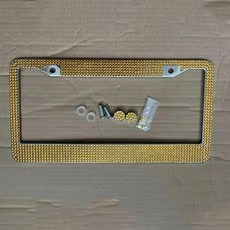 전면 후면 자동 플레이트 태그 커버 번호판 프레임 자동차 드릴링 홀더 장식, 색상: 5. Gold, 1개