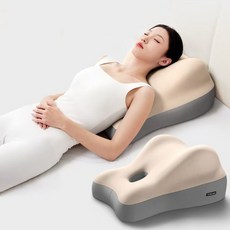 TUTOGO 抬腿枕 記憶棉 多功能支撐靠墊, 米灰拼色, 米灰拼色