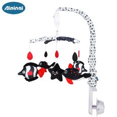 Aipinia 嬰兒旋轉音樂床鈴, 黑紅海洋牀鈴 發條八音盒 彩盒:如圖, 1個