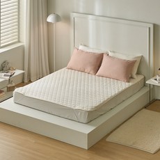 에메르 알러제로 다운필 클리니 누빔 침대패드, 크림 아이보리